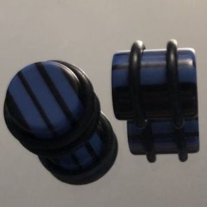 * 3/$18 Pair (2) 8mm 0g gauge Acrylic Stripe Plugs